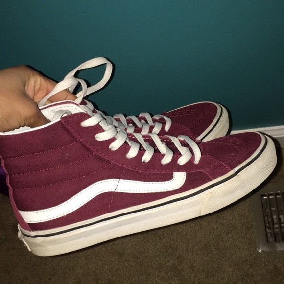 burgundy suede high top vans